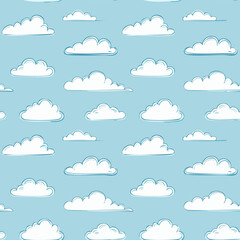 Hand Drawn Cloud Seamless Pattern Illustration Sky
