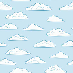 Hand Drawn Cloud Seamless Pattern Illustration Sky