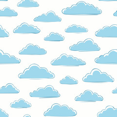 Hand Drawn Cloud Seamless Pattern Illustration Sky