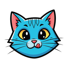 Cute Cartoon Cat: A whimsical cartoon portrait of a charming blue cat with playful expression. perfect for kid illustration or digital art