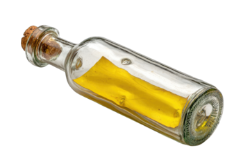 Glass bottle with yellow note inside