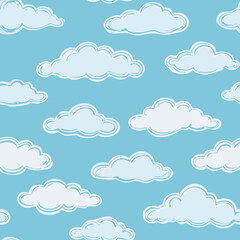 Hand Drawn Cloud Seamless Pattern Illustration Sky