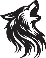 Howling Wolf Vector Silhouette - Wild Animal Logo Illustration
