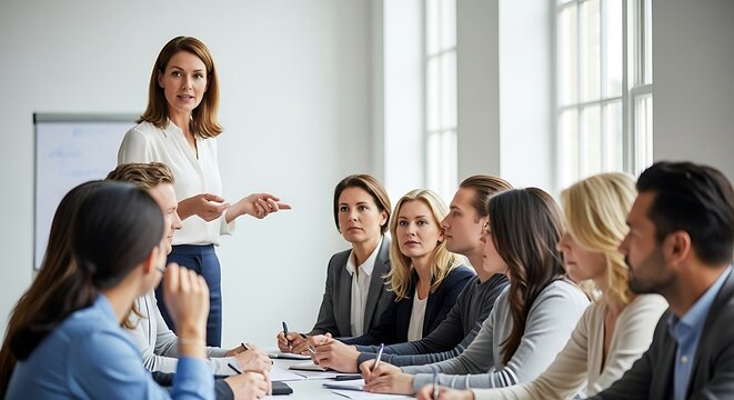 Business Presentation with Team at Conference Table
