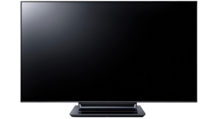 Sleek Black Flat Screen Television on Transparent Background