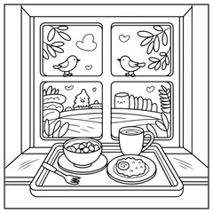 Spring Window Serenity Coloring Pages