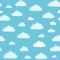 Hand Drawn Cloud Seamless Pattern Illustration Sky