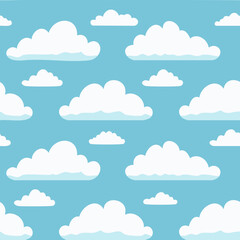 Hand Drawn Cloud Seamless Pattern Illustration Sky