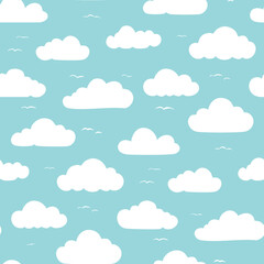 Hand Drawn Cloud Seamless Pattern Illustration Sky