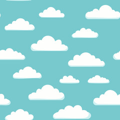 Hand Drawn Cloud Seamless Pattern Illustration Sky