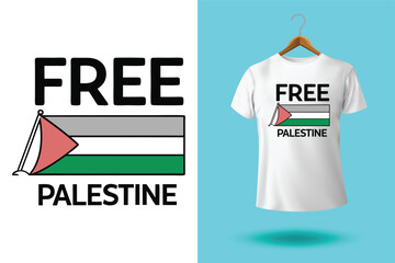 Graphic design and tshirt featuring free gaza free palestine slogan with national flag colors, promoting solidarity and awareness
