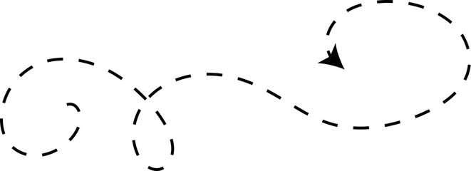 Hand drawn dashed arrows set. Direction, way, pointer