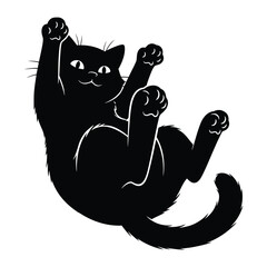 Playful Silhouette: A captivating black cat, rendered in an artistic silhouette, is captured mid-play, its paws raised in a whimsical and joyful pose. A perfect blend of charm, energy and allure.