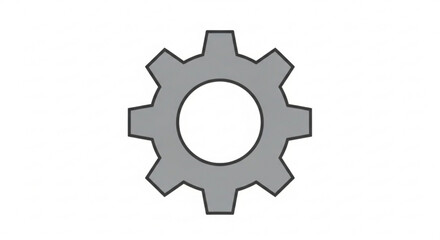 Illustration of a gear, symbolizing mechanics, engineering, and industrial processes in a simple and clean design