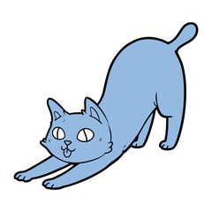Stretching Cat: A cartoonish illustration of a playful blue cat enjoying a stretch, a whimsical portrayal of feline flexibility.