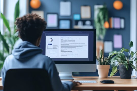 Employee completing e-learning compliance training module with digital certificate confirmation screen for hr records
