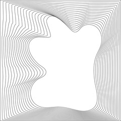 Square frame emblem blending wavy line shape, banner, logo, symbol