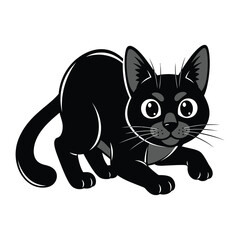 Playful Black Cat: A stylized image of a charming black cat, its eyes wide with playful curiosity, captured in a moment of feline grace. 
