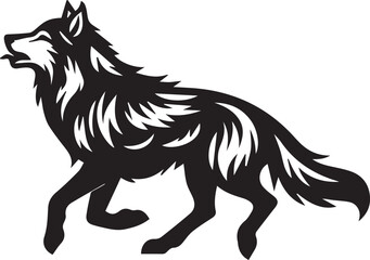 Howling Wolf Vector Silhouette - Wild Animal Logo Illustration