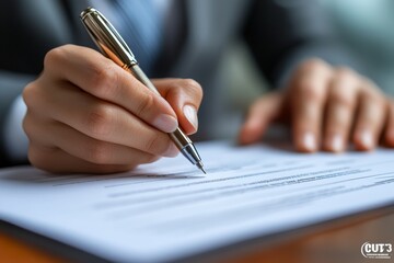 Close-up of business hands organizing printed contracts and signing last page showing legal procedure in company project deal