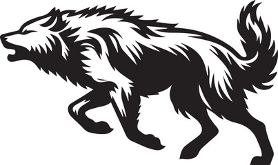 Howling Wolf Vector Silhouette - Wild Animal Logo Illustration