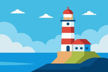  cartoon lighthouse be  the ocean