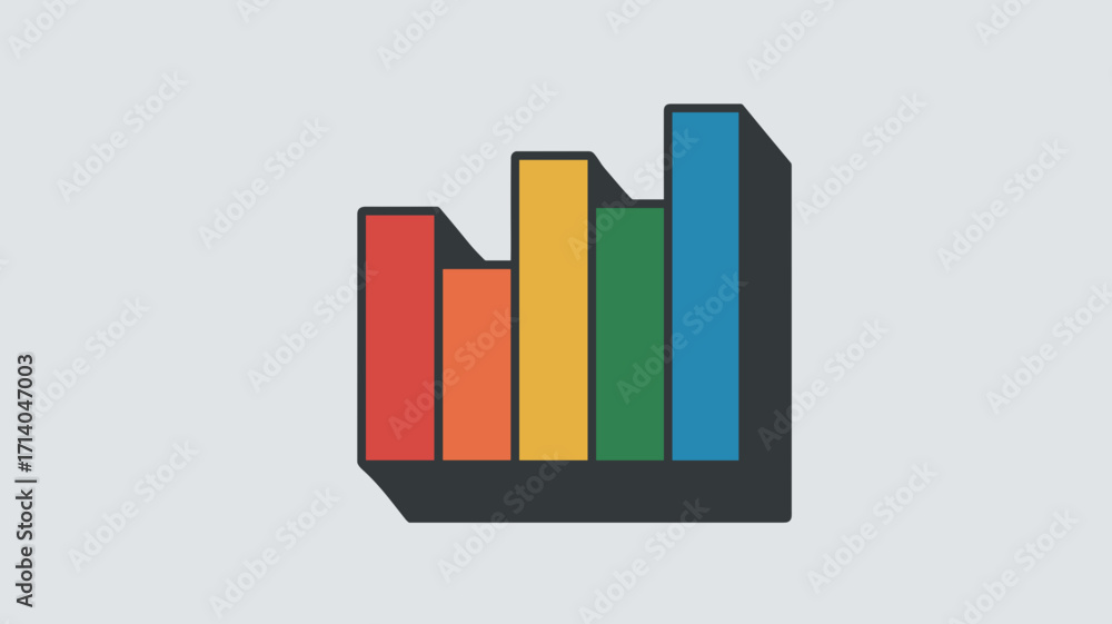 Poster Vertical bar chart vector with different height segments and shadow