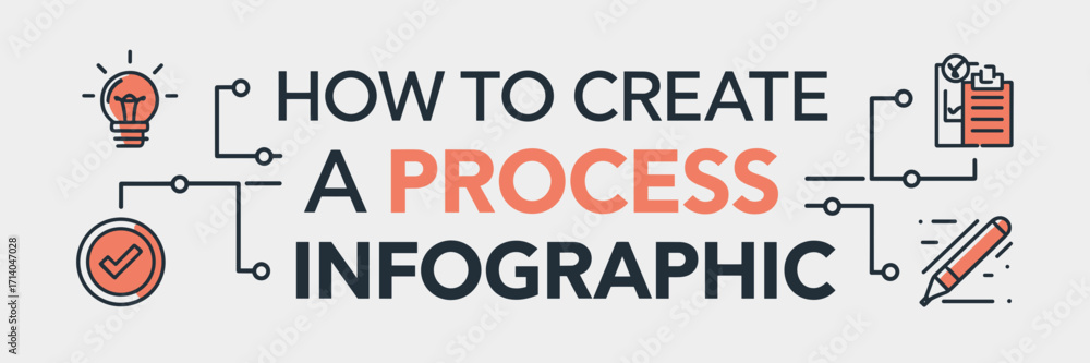 Poster vector infographic with text “how to create a process infographic” and icons – great for design tuto