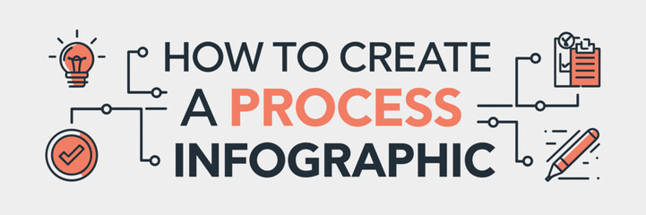 Obraz premium Vector infographic with text “How to create a process infographic” and icons – Great for design tutorials, creative education, or workflow materials