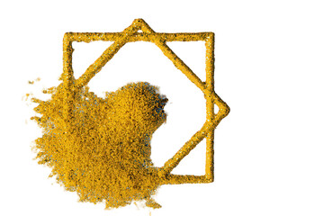 Gold Glitter Abstract Shape in Geometric Frame
