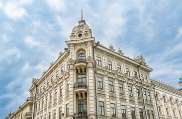 Fototapeta premium Historical decorated building of the Kazan Compound. View of the Kazan Compound on Bauman street.