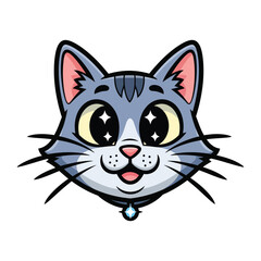 Smiling Cartoon Cat: A charming illustration of a cat, exuding warmth and playfulness. This graphic image captures the essence of feline charm.