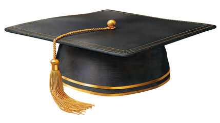 Black Graduation Cap with Gold Accents