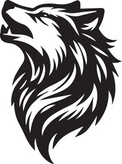 Howling Wolf Vector Silhouette - Wild Animal Logo Illustration