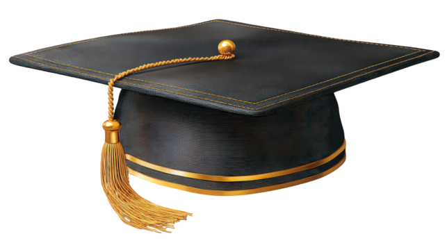 Black Graduation Cap with Gold Accents