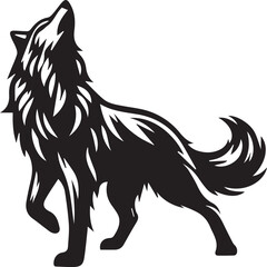 Howling Wolf Vector Silhouette - Wild Animal Logo Illustration