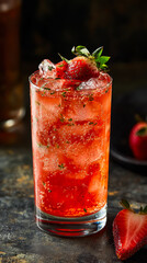 Refreshing strawberry mint soda served in a tall glass during a summer gathering