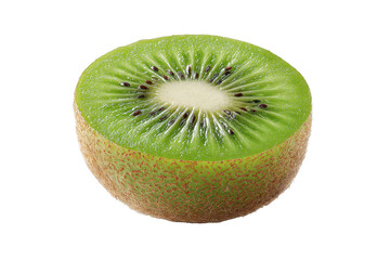 Closeup of a Halved Kiwi Fruit on Transparent Background