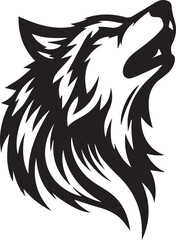 Obraz premium Howling Wolf Vector Silhouette - Wild Animal Logo Illustration