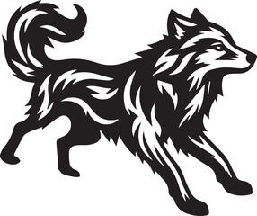 Howling Wolf Vector Silhouette - Wild Animal Logo Illustration