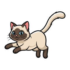 Playful Siamese Cat in Animated Joy: A delightful cartoon of a Siamese cat bounding with infectious energy. the animated cartoon, exudes charm and playfulness.