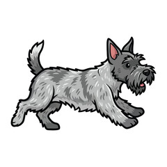 Playful Terrier: A cheerful illustration captures the lively spirit of a terrier breed, joyfully captured mid-stride, exuding energy and playfulness with its spirited demeanor.