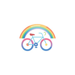 Fototapeta premium Whimsical watercolor bicycle with a vibrant rainbow arching over it