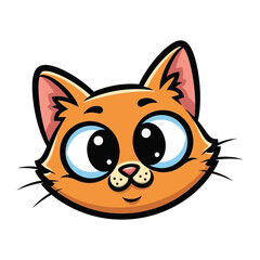Cheerful Cartoon Cat Portrait: A captivating illustration of a playful, orange cat, beaming with joy and curiosity. Its expressive eyes and adorable features exude warmth and charm.