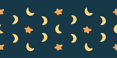 Seamless night sky repeat with moons and stars