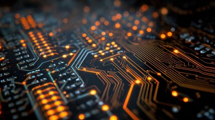 Illuminated circuit board with glowing traces