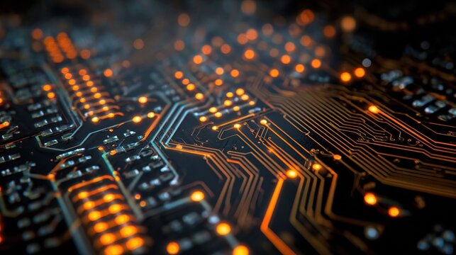 Illuminated circuit board with glowing traces