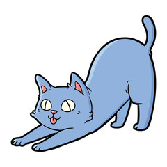 Stretching Cat Cartoon: A cheerful cartoon cat, captured in a moment of joyful stretch, exhibits its playful and amusing nature, offering a whimsical view into the everyday moments.