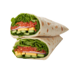 Obraz premium Freshly made healthy vegetable wrap isolated on transparent background