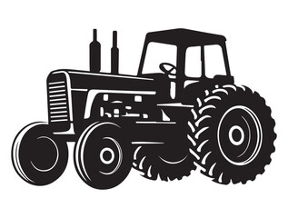 Tractor Silhouette Vector, Agricultural Farming Machine Icon for Farm, Agriculture, and Rural Industry